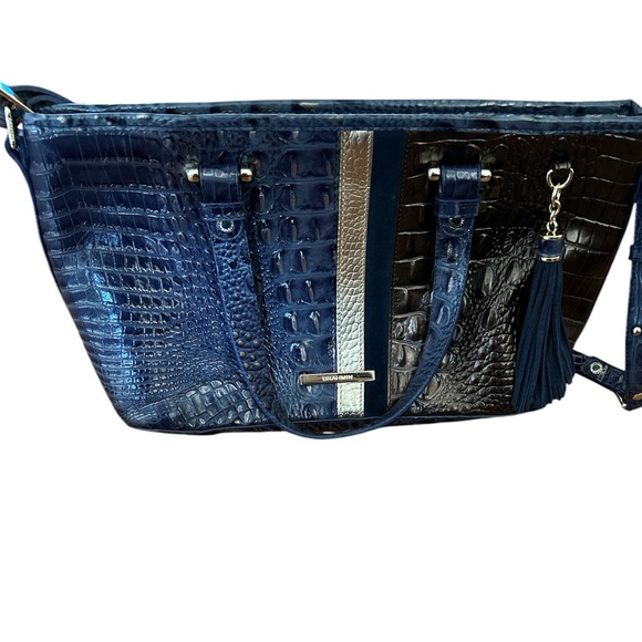 Brahmin Purse Blue Multi Asher Color Combo Tassel Fringe Shoulder Bag - Picture 3 of 13